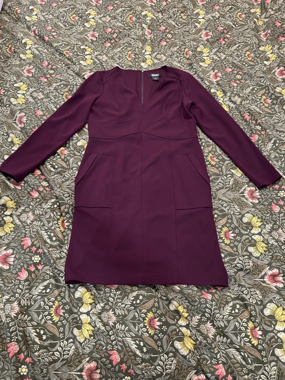 DKNY Plum Long-Sleeve Ponte Sheath Dress